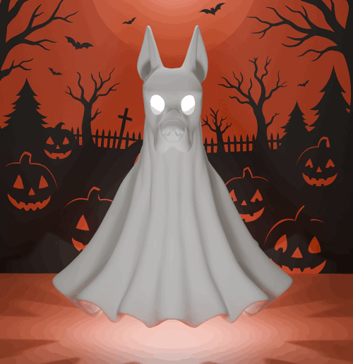 Doberman-o-lantern : Dog Ghost Lamp (3D Print STL File) 3D model