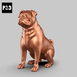 00T.gif Download STL file Pug Dog Pose 03 • 3D printing template, peternak3d
