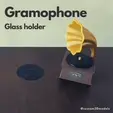 Gramophone-Glass-Holder.gif 🎵 Gramophone with coaster vinyls 🎵