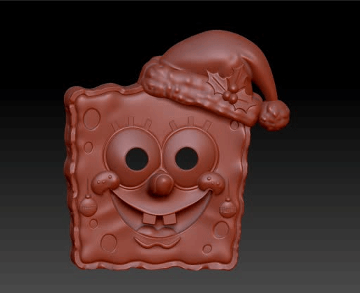 Christmas SpongeBob Wearable Mask 3D Printable Model (STL, OBJ, Colored 3MF)