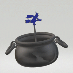 cauldron-spoon.gif Бесплатный STL файл Котел и ложка на Хэллоуин・3D-печатная модель для загрузки