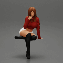 ezgif.com-gif-maker-17.gif Archivo 3D Sexy Chica En Corto Y Botas Sentado En Una Silla・Modelo para descargar y imprimir en 3D