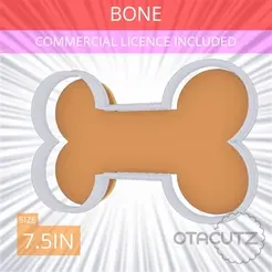 Bone~7.5in.gif STL file Bone Cookie Cutter 7.5in / 19.1cm・Template to download and 3D print