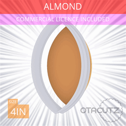 Almond~4in.gif STL file Almond Cookie Cutter 4in / 10.2cm・3D printer model to download