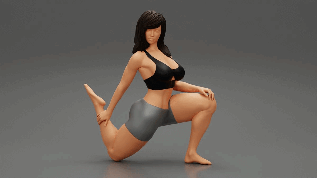 ezgif.com-gif-maker-64.gif 3D file Young Woman Doing Yoga Asana Standing Forward Bend Pose 3D Print Model・3D printer model to download, 3DGeshaft