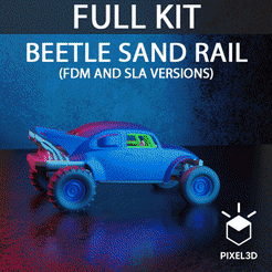FULL KIT BEETLE SAND RAIL (FDM AND SLA VERSIONS) Archivo 3D Beetle Sand Rail con sistema de giro (versiones FDM y DLP)・Diseño para descargar y imprimir en 3D