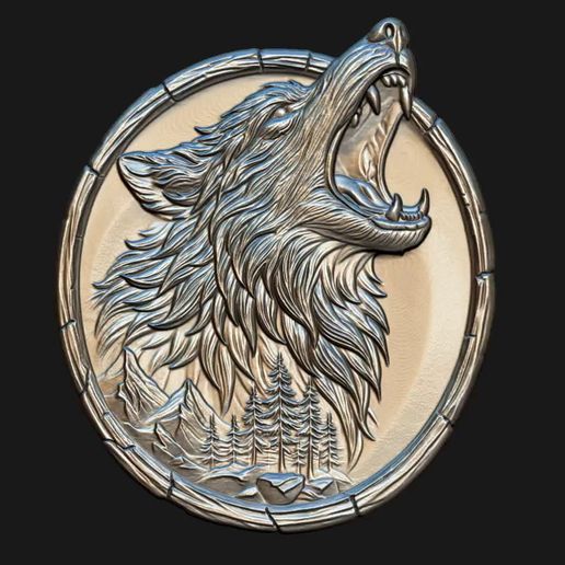 Wolf.mp4 Relieve de lobo para láser CNC e impresión 3D Archivo STL y TIF en escala de grises 4K - Modelo 3D de alto detalle