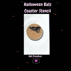 ~ Halloween Bats Coaster Stencil Get Creative (@) Fichier STL Pochoir pour sous-verre Halloween Bats・Design à télécharger et à imprimer en 3D, StencilAllure