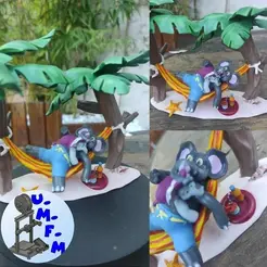 2.gif Archivo STL Diorama, elefante intentando echarse una siesta・Plan de impresora 3D para descargar