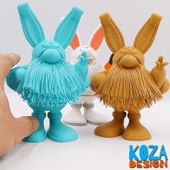 bunny-gnome-shake.gif Файл STL Пасхальный волосатый гном в костюме зайчика・Модель для печати в 3D скачать