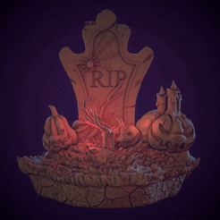 HalloweenDiorama.gif Файл STL Диорама "Кладбище на Хэллоуин・3D-печатный дизайн для загрузки