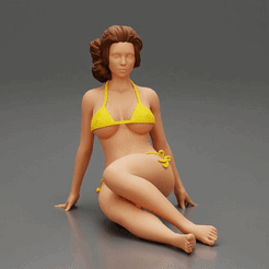 ezgif.com-gif-maker-1.gif 3D file Sexy Woman Girl Sitting in Bikini on Beach・3D print model to download