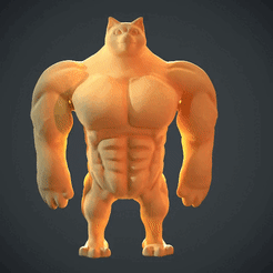dogeTurn.gif OBJ file Chad Doge - Muscle Doge・3D printing template to download