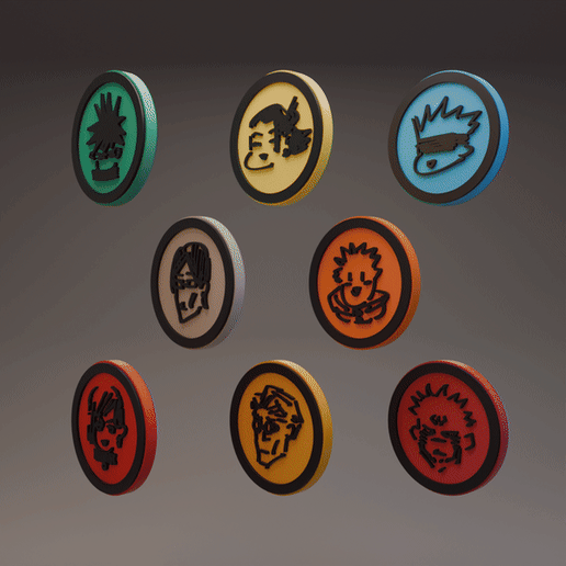 JJK Doodles - Jujutsu Kaisen - Keychain and Coin/Badge