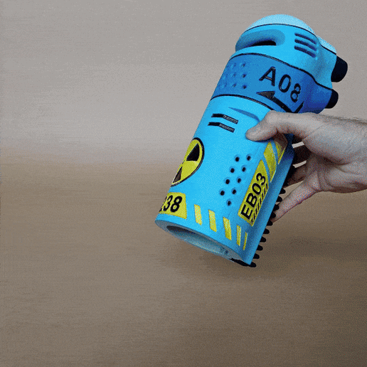 Retro futuristic dystopic nuclear statue lamp - 3D model önizlemesi