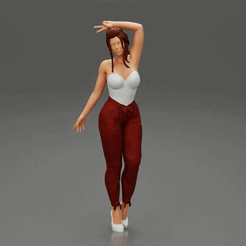 ezgif.com-gif-maker.gif Archivo 3D Modelo de moda de mujer posando con pantalones Impresión 3D・Modelo para descargar y imprimir en 3D, 3DGeshaft