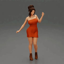ezgif.com-gif-maker.gif Fichier 3D Femme séduisante posant en robe et bottes sexy・Plan pour imprimante 3D à télécharger, 3DGeschaft