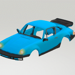 A.gif OBJ file Porsche TurboLOOK for RC size 1/28 WLTOYS/ETC /REDIMENSIONABLE (High quality interior details, dashboard, clock, roll cage, etc.)・Template to download and 3D print