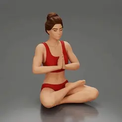 ezgif.com-gif-maker-1.gif 3D file sexy girl in shorts doing sukhasana yoga pose・3D print model to download