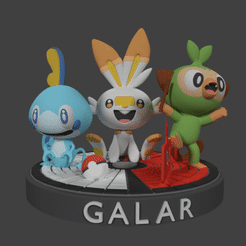 output_FsTEgz.gif Download STL file Pokemon Starters GALAR (*updated) • Template to 3D print, ShadowBons