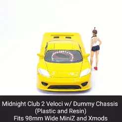 Veloci.gif STL file Midnight Club 2 Veloci Body Shell with Dummy Chassis (Xmod and MiniZ)・3D printing model to download