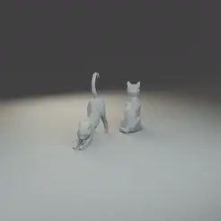 Siamese_cat.gif Low polygon Siamese cat 3D print model  in two poses