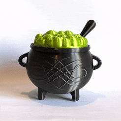cauldron.gif 3D file Halloween Witch Cauldron Candy Bucket・3D printer model to download