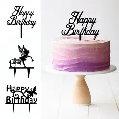 B-new.gif STL file Birthday cake topper ( set of 3 )・3D printable model to download