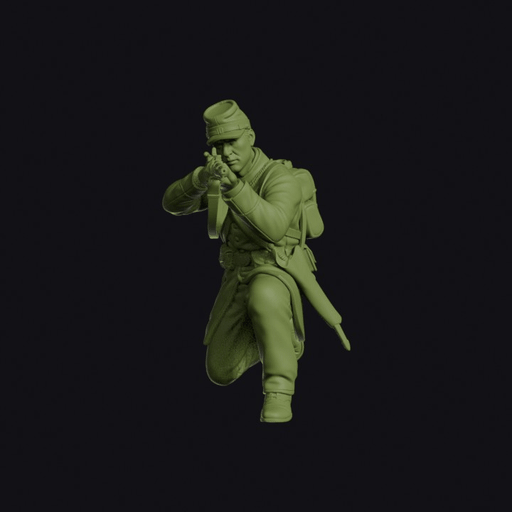 Union Berdan Sharpshooter Kneeling to Fire in Green Kepi and Green Coat