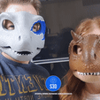 Masks-GIF.gif STL file Carnotaurus Dino wearable mask with movable jaw・Model to download and 3D print