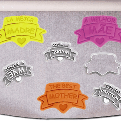 A-Melhor-Mae-1.gif STL file Mother's Day Cookie Cutter with Message Stamp・3D printing design to download