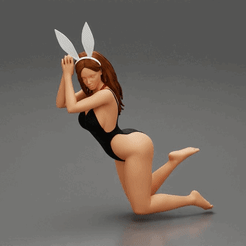 ezgif.com-gif-maker-18.gif 3D file Beautiful sexy rabbit girl sitting on chair・Template to download and 3D print