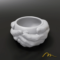 Cupping-Hands-Pot.gif STL file Cupping Hands Pot・3D printer model to download, MegArt3D