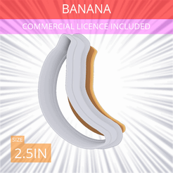 Banana~2.5in.gif Archivo 3D Cortador de galletas de plátano 6,4 cm (2,5 pulg.)・Diseño de impresión en 3D para descargar