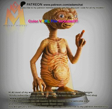 🎨 E.T. the Extra-Terrestrial (Color VRML file Included!!)- Classic ...