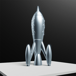 rocket360.gif STL-Datei Retro-Rakete・3D-druckbares Modell zum Herunterladen