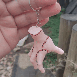 1.gif STL file Keychain THE THING WEDNESDAY - Mano Merlina addams・3D printable model to download