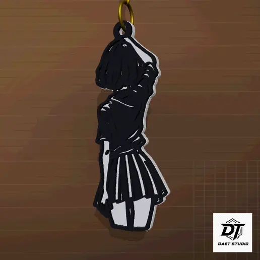 Anime Girl Back View Keychain - Aesthetic Streetwear Bag Charm STL