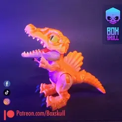 Gif_Spinosaurus_001.gif 3D file SPINOSAURUS - ARTICULATED FIGURE, PRINT-IN-PLACE, CUTE-FLEXI・3D printing design to download