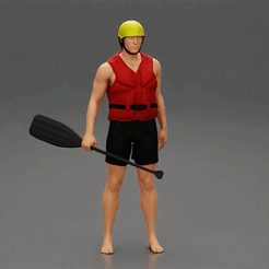 ezgif.com-gif-maker-15.gif Archivo 3D Hombre en traje de rafting de pie y sosteniendo un remo・Diseño de impresión en 3D para descargar