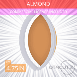Almond~4.75in.gif STL file Almond Cookie Cutter 4.75in / 12.1cm・Template to download and 3D print