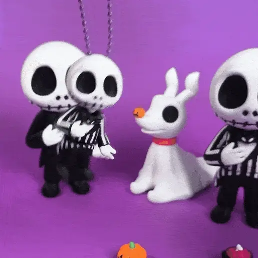 ☠️ Jack Skellington Flexi Articulated, Toy Keychain Magnet (Skeleton ⚠️), Halloween