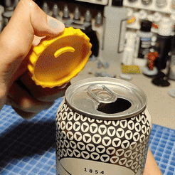 alucancap.gif STL file Cap to aluminium cans of beer or soda (lid)・Template to download and 3D print
