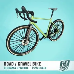 0.gif Road/Gravel Bike for diorama - 1:24 scale, moveable