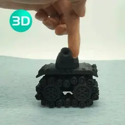 C.gif Файл STL симпатичный танк с шарнирными гусеницами - напечатанный одним куском・Шаблон для 3D-печати для загрузки