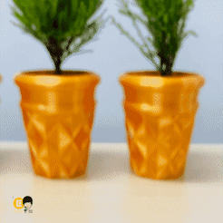 콘1-정사각-GIF.gif Fichier STL Pot de fleurs en forme de cône 🍦 (crème glacée) 🪴・Modèle imprimable en 3D à télécharger, Eunny