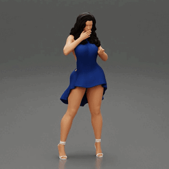 ezgif.com-gif-maker-16.gif Fichier 3D Fille sexy en robe de soirée avec des cheveux longs・Plan pour imprimante 3D à télécharger