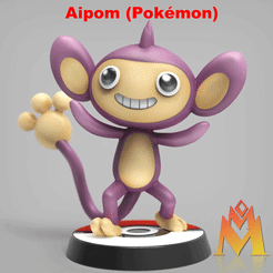 Aipom.gif Download STL file Aipom - FAN ART - POKÉMON FIGURINE - POKÉMON UNITE • 3D printable design, adamchai