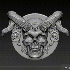 skullhorns.gif STL file Vintage Skull Relief・3D printing template to download, chazz1981