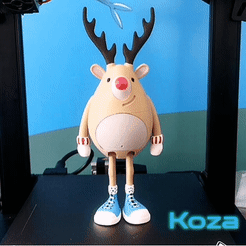 20221209_101135.gif STL file Rudolf the Reindeer with movement and luminous nose・3D printable model to download
